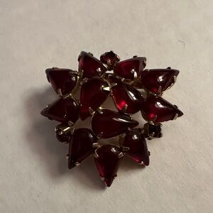 Vintage Crimson Teardrop Cluster Red Brooch